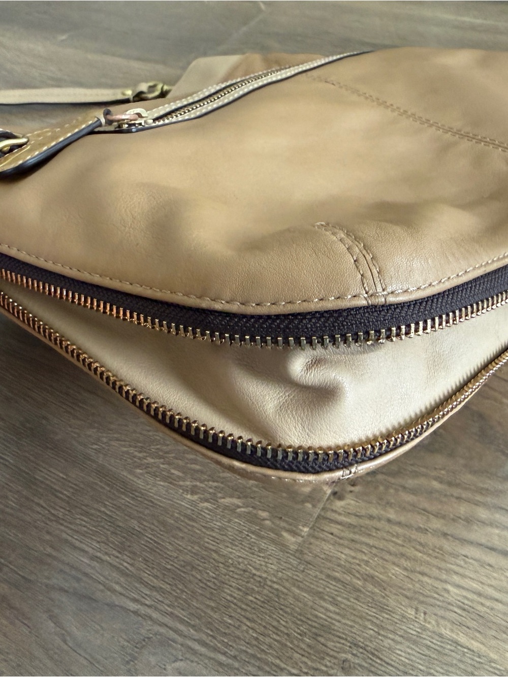Coach Bonnie Foldover Tan Leather Shoulder Bag - Picture 7 of 16